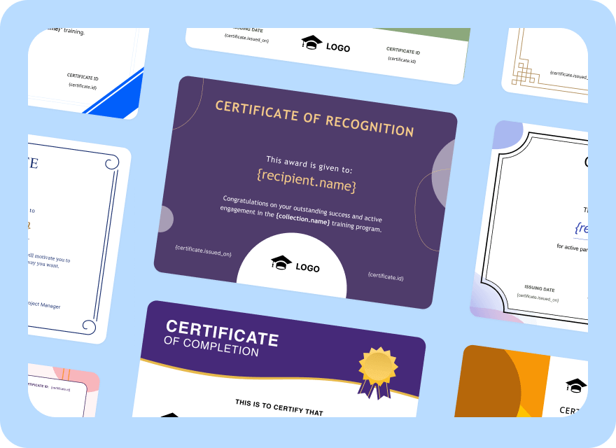 Example of a completion certificate issued after product knowledge training.
