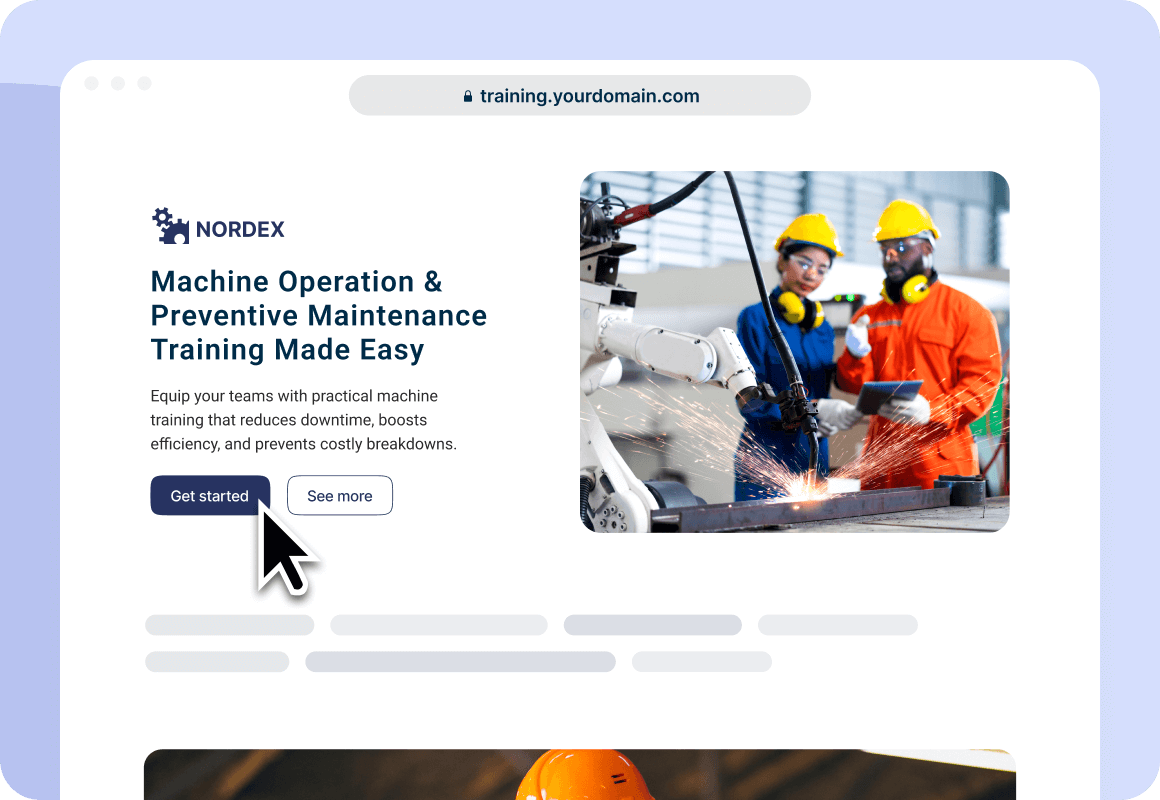 Machine operation and preventive maintenance training platform interface